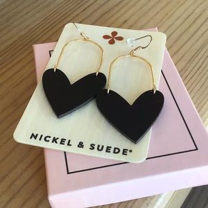 New Black Sweetheart Gold Earrings Nickel & Suede